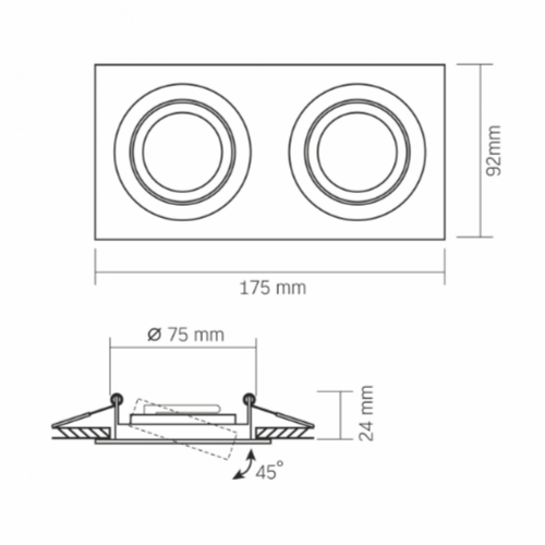 LED Світильник врізний під лампу 2*GU10 чорний VL-SPF23S-B Videx - изображение 3