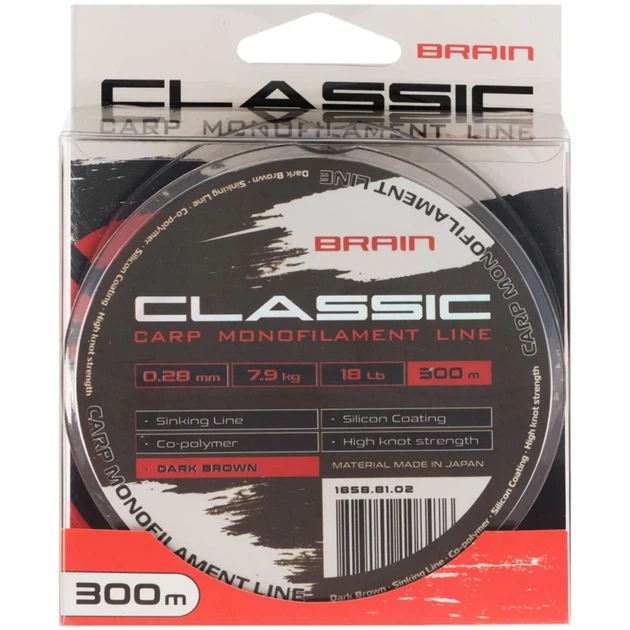 Леска Brain Classic Carp Line (dark brown) 300m 0.28mm 18lb 7.9kg - изображение 2