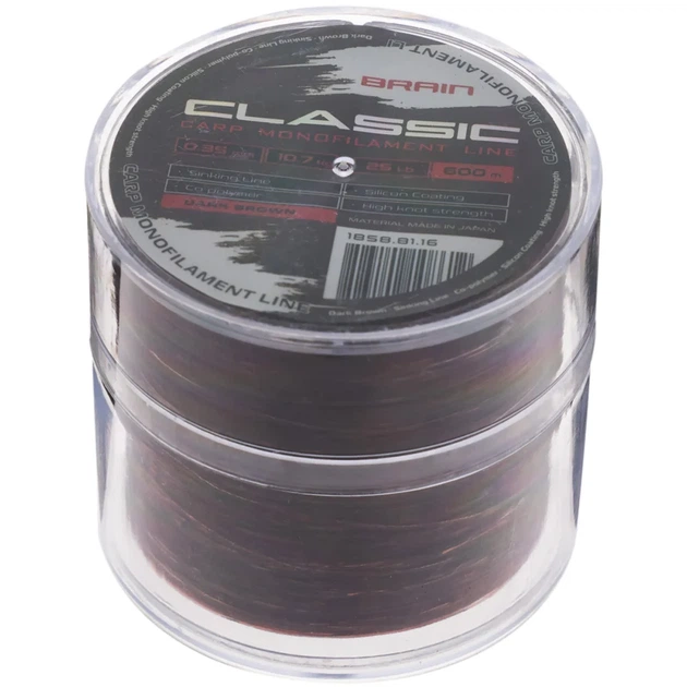 Леска Brain Classic Carp Line (dark brown) 600m 0.35mm 25lb 10.7kg - изображение 2