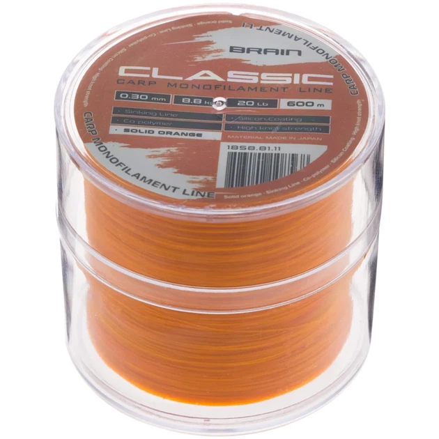 Леска Brain Classic Carp Line (solid orange) 600m 0.30mm 20lb 8.8kg - изображение 2