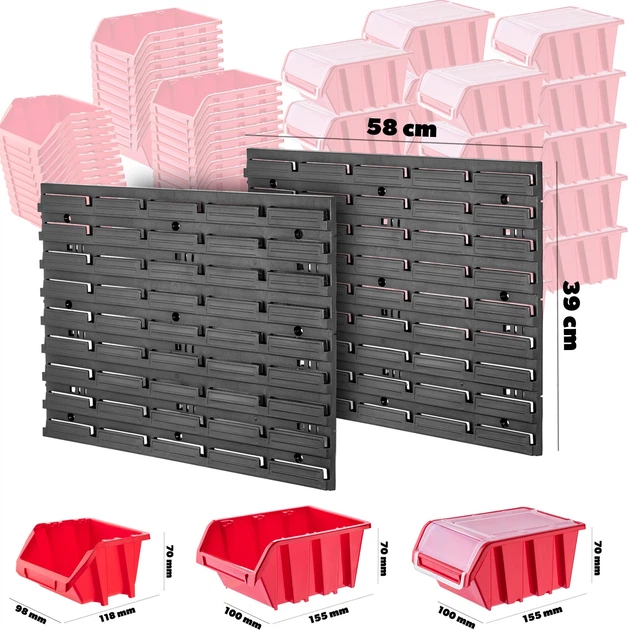 Tablica warsztatowa Kadax Lokke K7722 58 x 78 cm 50 elementów Czerwona (5903699468746) - obraz 6