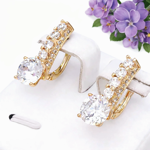 Серьги Xuping Jewelry длина 2.1см ширина 8мм медицинское золото позолота 18К с1559 - Фото 1 Серьги Xuping Jewelry длина 2.1см ширина 8мм медицинское золото позолота 18К с1559 - изображение 1
