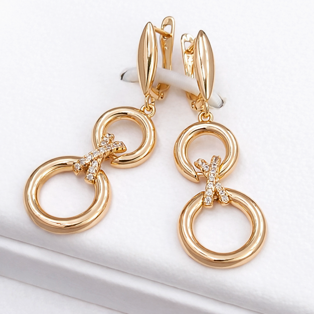 Сережки Xuping Jewelry довжина 4.4см ширина 1.5см медичне золото позолота 18К с1644 - зображення 4
