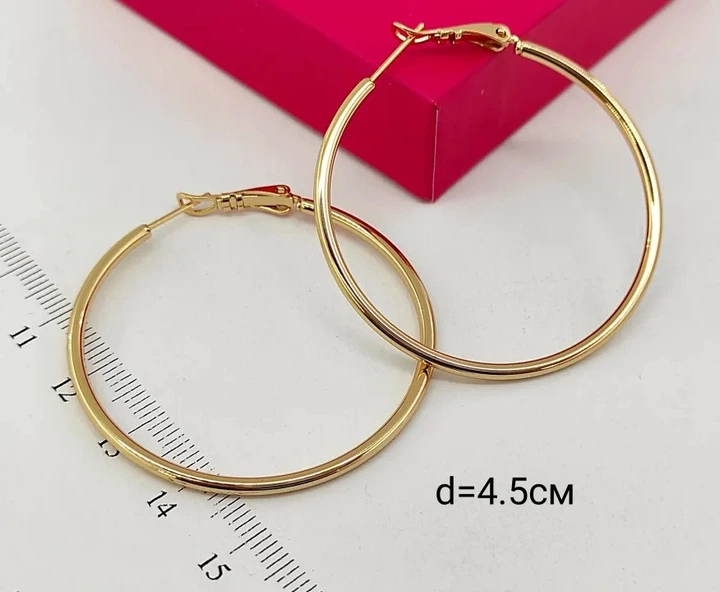 Сережки кільця Xuping Jewelry діаметр 4.5см медичне золото позолота 18К с508 - зображення 4
