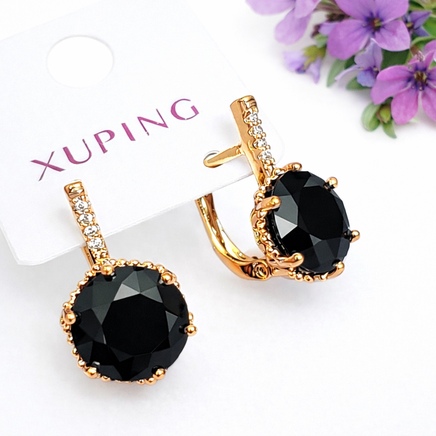 Сережки Xuping Jewelry довжина 1.9см ширина 1см медичне золото позолота 18К цирконій с1331 - Фото 1 Сережки Xuping Jewelry довжина 1.9см ширина 1см медичне золото позолота 18К цирконій с1331 - зображення 1
