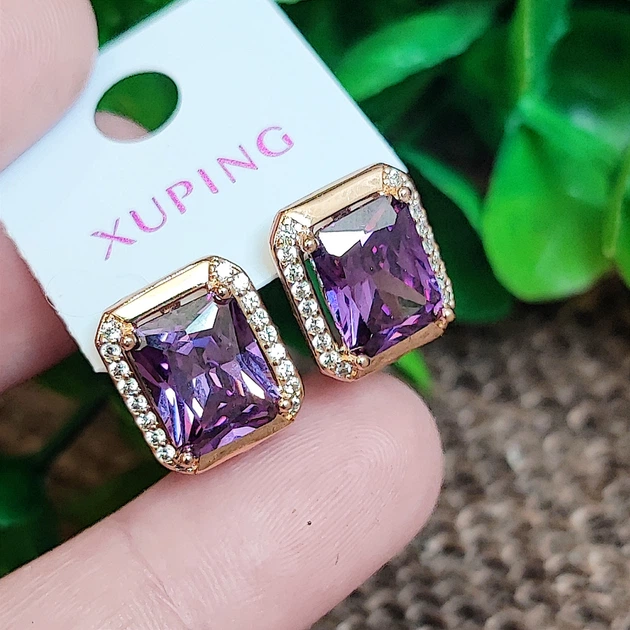 Серьги Xuping Jewelry длина 1.4см ширина 1.1см медицинское золото позолота 18К с1478 - изображение 5