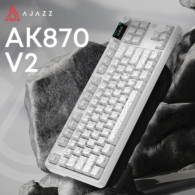 Бездротова механічна клавіатура Ajazz AK870 V2 Side Contour White
