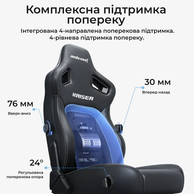 Крісло ігрове Anda Seat Kaiser 4 V2 Size XL Black PVC - Фото 11 Крісло ігрове Anda Seat Kaiser 4 V2 Size XL Black PVC - изображение 11