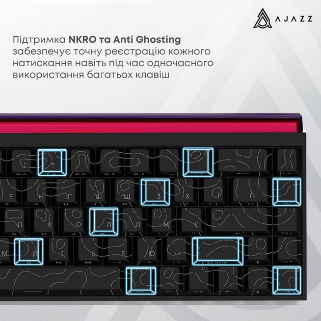 Дротова механічна клавіатура Ajazz NK68 Red switches Side Contour Black (NK68-R-S-B) - Фото 12 Дротова механічна клавіатура Ajazz NK68 Red switches Side Contour Black (NK68-R-S-B) - изображение 12