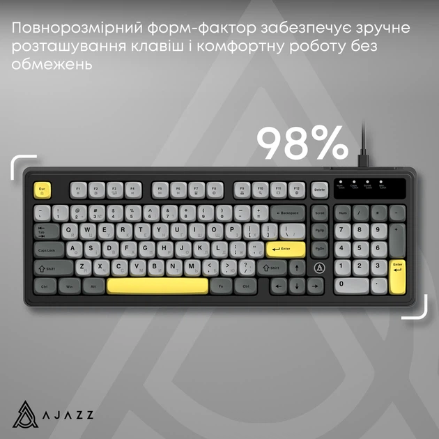 Дротова клавіатура Ajazz AF98 Black Gray Yellow (AF98-BGY) - изображение 8