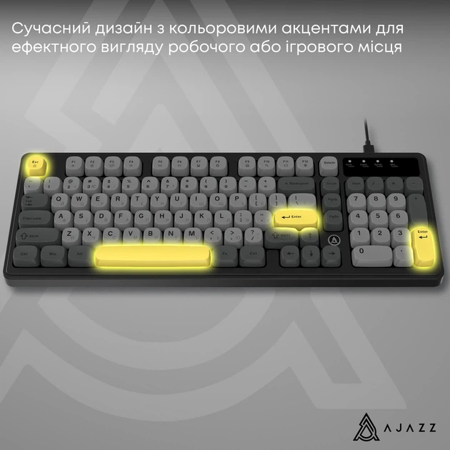 Дротова клавіатура Ajazz AF98 Black Gray Yellow (AF98-BGY) - изображение 13