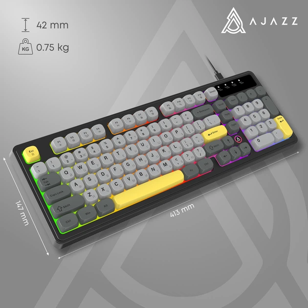 Дротова клавіатура Ajazz AF98 Black Gray Yellow (AF98-BGY) - изображение 14