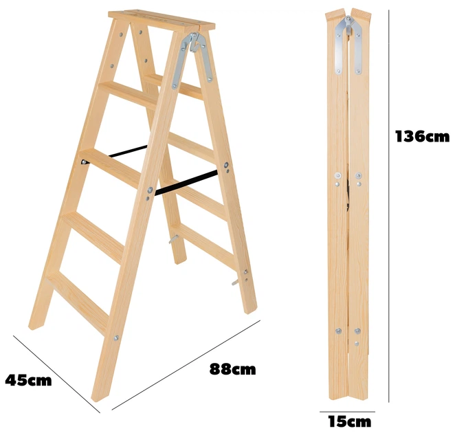 Drabina drewniana Kadax Opawa 5 stopni PST5 (5903699491195) - obraz 12