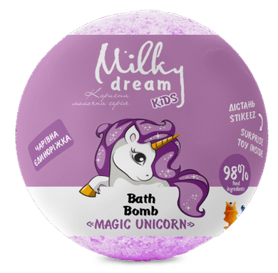 Бомба для ванн Milky Dream kids “Чарівна Єдиноріжка” 100 г з сюрпризом - Фото 2 Бомба для ванн Milky Dream kids “Чарівна Єдиноріжка” 100 г з сюрпризом - изображение 2