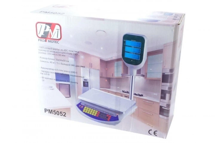 Торговые электронные весы PROMOTEC PM-5052 со стойкой, до 50 кг (270) - Фото 2 Торговые электронные весы PROMOTEC PM-5052 со стойкой, до 50 кг (270) - изображение 2
