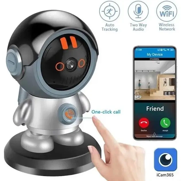 Поворотная беспроводная Wi-Fi-видеоняня 2K ART 8936 (711) - изображение 5