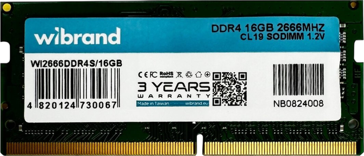 Оперативна пам'ять Wibrand 16GB SODIMM DDR4 2666MHz (WI2666DDR4S/16GB) - Фото 1 Оперативна пам'ять Wibrand 16GB SODIMM DDR4 2666MHz (WI2666DDR4S/16GB) - зображення 1