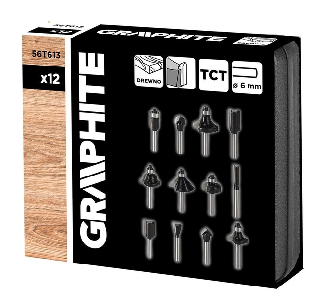 Graphite Набір фрез по дереву GRAPHITE твердосплавні 6мм 12шт - изображение 9