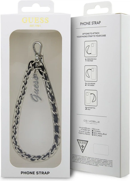 Zawieszka Guess Chain Metal Logo Charm Black (GUSTSASSK) - obraz 2