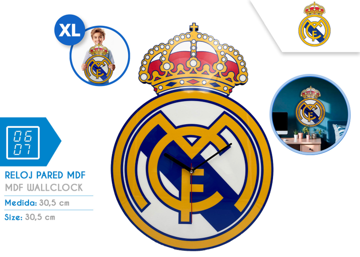 Zegar ścienny XL MDF Real Madrid RM00023 (8435507892902) - obraz 3