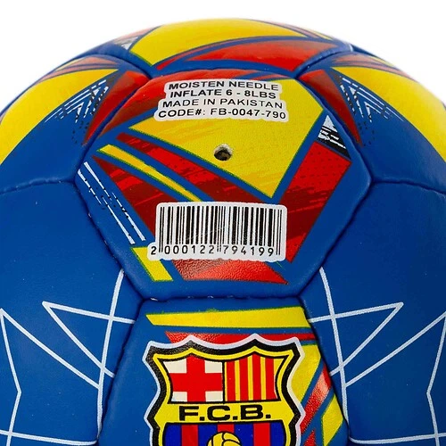Мяч футбольный №5 PU Гриппи сшит вручную BALLONSTAR BARCELONA FB-0047-792 Синий-желтый - изображение 3