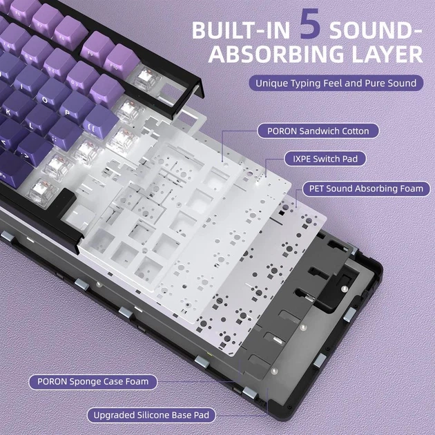 Ігрова механічна клавіатура ATTACK SHARK X85 Gradient Violet - зображення 3