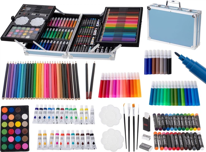 Zestaw artystyczny KIK do malowania w walizce 145 el. Niebieski KX5353_1 (5903039730403) - obraz 9