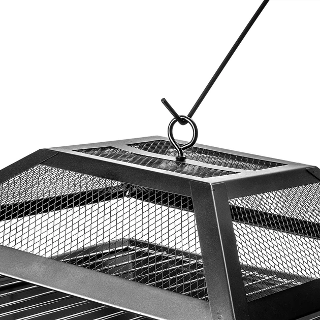 Palenisko ogrodowe Kadax Liglet z pokrywą i rusztem stalowe 46 x 46 cm Czarne (5906638309902) - obraz 7