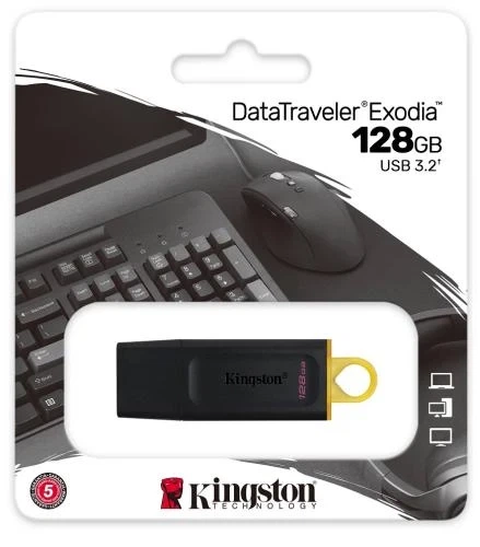 Флеш накопичувач USB 128Gb Kingston DataTraveler Exodia, Black/Yellow, USB 3.2 Gen 1 (DTX/128GB) - Фото 3 Флеш накопичувач USB 128Gb Kingston DataTraveler Exodia, Black/Yellow, USB 3.2 Gen 1 (DTX/128GB) - изображение 3