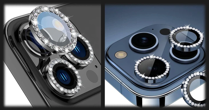 Защитное стекло на камеру для iPhone 13 с камнями Серебро - изображение 8