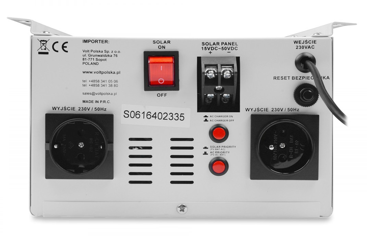 Гібридний ДБЖ/інвертор Volt Polska SINUS PRO 800 S 12/230V 500/800W + 30A MPPT (3SPS098012) - зображення 4