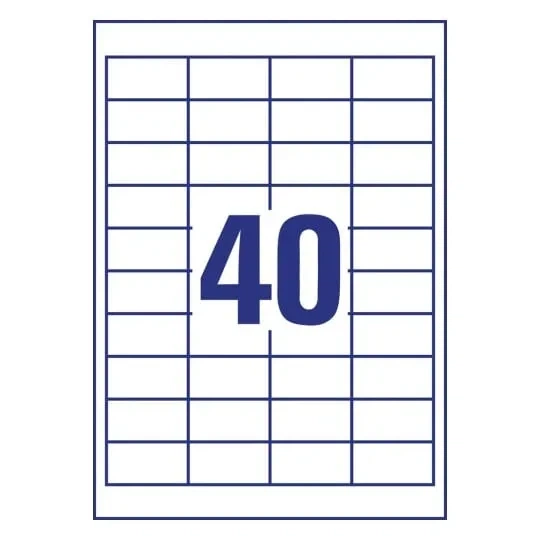 Універсальні самоклеючі етикетки Avery Ultragrip A4 48.5×25.4 мм Білі 65 аркушів × 40 шт 4780-65 (4004182347805) - зображення 2