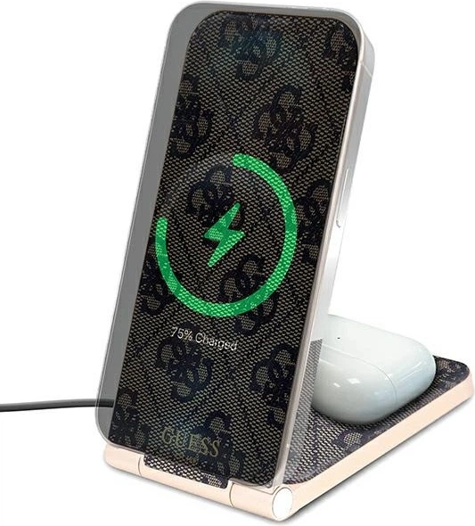 Бездротовий зарядний пристрій Guess 4G Pattern 2-in-1 MagSafe 15W Brown (GUDCFAL4PEGW) - зображення 4