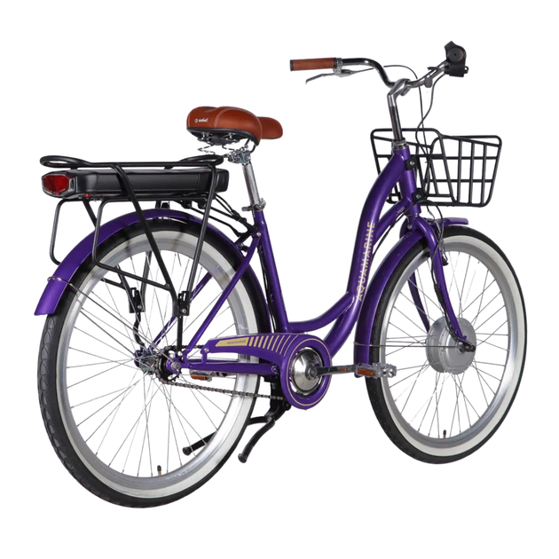 Велосипед с электроприводом 28" ST Dorozhnik eAQUAMARINE BH рама-19" 36B 13А*г 500Вт фиолетовый с корзиной 2026 - изображение 2