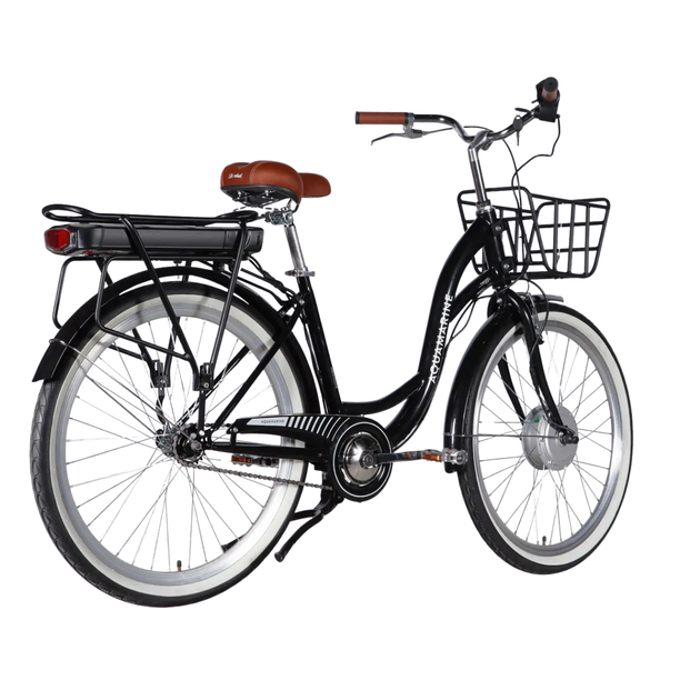 Велосипед с электроприводом 28" ST Dorozhnik eAQUAMARINE BH рама-19" 36B 13А*г 500Вт черный с корзиной 2026 - изображение 2