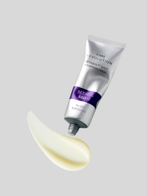 Маска - плівка з ретинолом Missha Time Revolution Retinol 500 Shot Wrapping Mask 80 мл - Фото 2 Маска - плівка з ретинолом Missha Time Revolution Retinol 500 Shot Wrapping Mask 80 мл - зображення 2