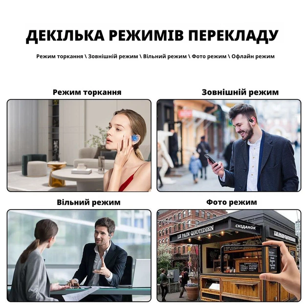АІ Навушники перекладачі 144 мови AXSIS V80 зі штучним інтелектом AI Black - зображення 5