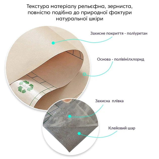 Самоклеюча екошкіра у рулоні Sticker Wall 1.37*1m*0.5mm BEIGE D (3DPanda-1346) - изображение 3