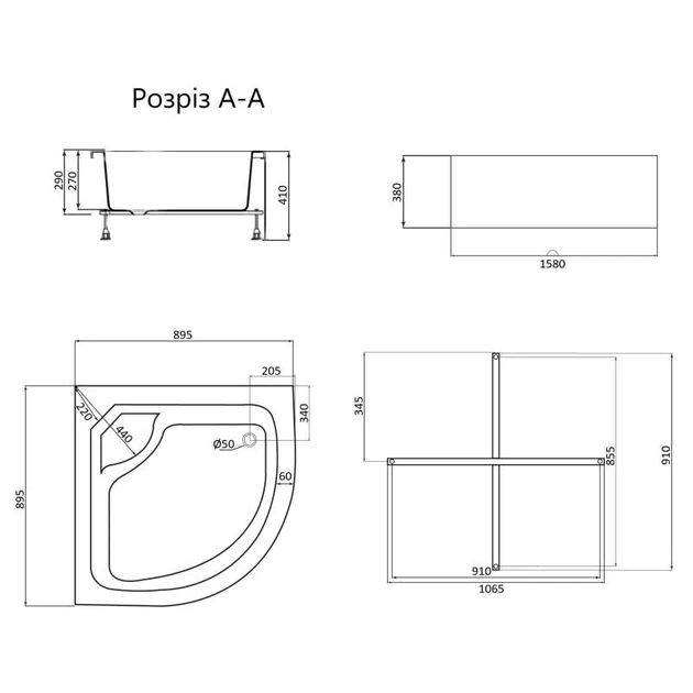 Душовий піддон Lidz KAPIELKA ST90x90x41 - изображение 2