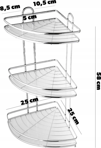 Полиця для ванної кімнати Kadax Kobuk K10 58 x 25 см Срібляста (5902730380689) - зображення 8