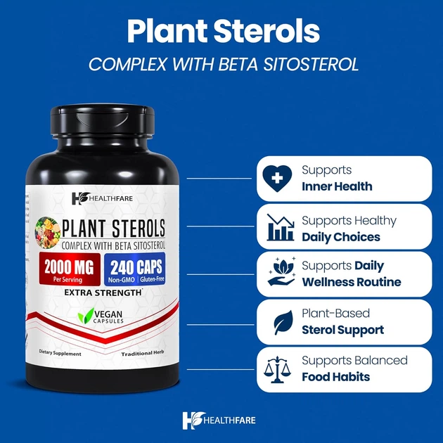 Добавка преміум-класу суміш рослинних стеролів Healthfare Plant Sterols 240 капсул - зображення 2