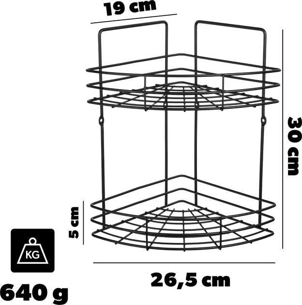 Полиця для ванної кімнати Kadax Kobuk K10222 30 х 26.5 см Чорна (5903699498156) - зображення 8