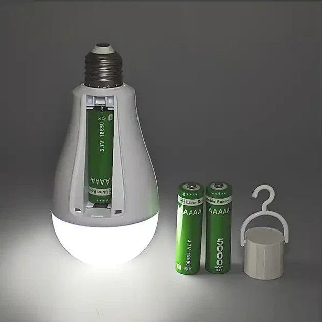 Лампа аварійна з двома акумуляторами 18650, цоколь Е27 на 20Watt - зображення 2