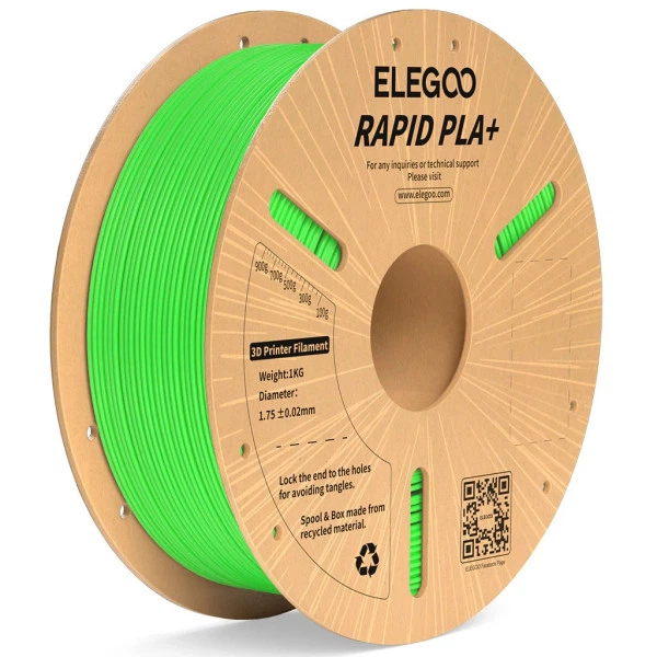 Філамент ELEGOO RAPID PLA+ Green 1.75mm , екологічна паперова котушка, 1kg (50.203.0118) - Фото 1 Філамент ELEGOO RAPID PLA+ Green 1.75mm , екологічна паперова котушка, 1kg (50.203.0118) - изображение 1