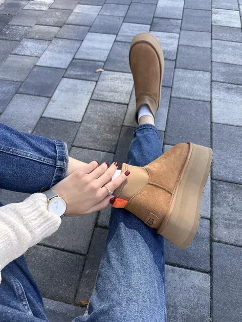 Уггі Classic Mini Dipper Boot Chestnut натуральна замша хутро платформа 5 см 37 р рудий - Фото 4 Уггі Classic Mini Dipper Boot Chestnut натуральна замша хутро платформа 5 см 37 р рудий - зображення 4