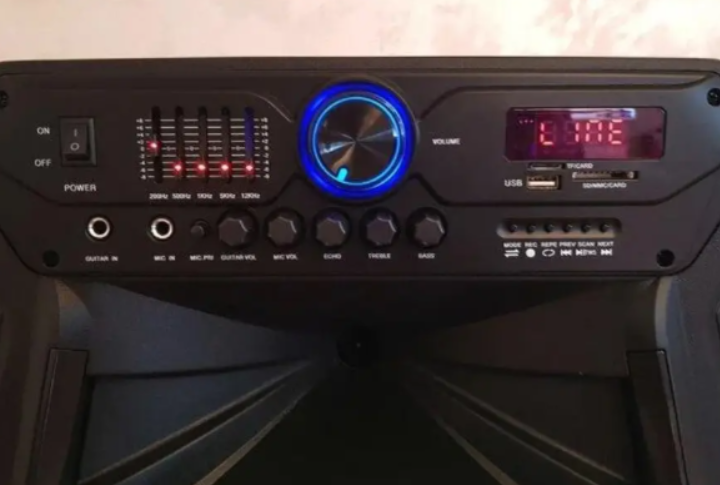 Портативна акустика ZPX-7772 350 Вт з мікрофоном, USB/FM/Bluetooth, LED-підсвітка, пульт управління на коліщатках, чорна - изображение 5