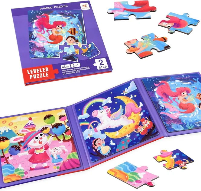 Магнітний пазл-книжка 3-в-1 Leveled Puzzle: Казки - изображение 3