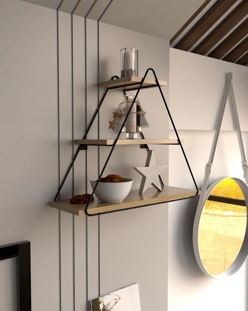 Настенная полка в стиле лофт EcoLoft Триангло DSP-1343-1 Дуб Аппалачи - Фото 1 Настенная полка в стиле лофт EcoLoft Триангло DSP-1343-1 Дуб Аппалачи - изображение 1