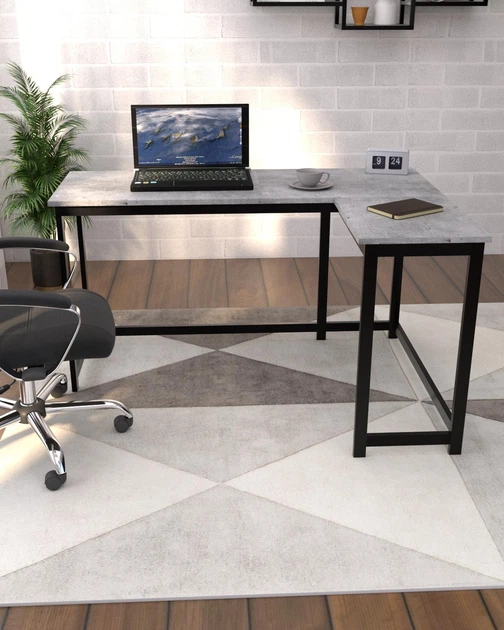 Письменный угловой стол в стиле лофт EcoLoft Контур DSP-1345-10 Бетон Миллениум - изображение 4