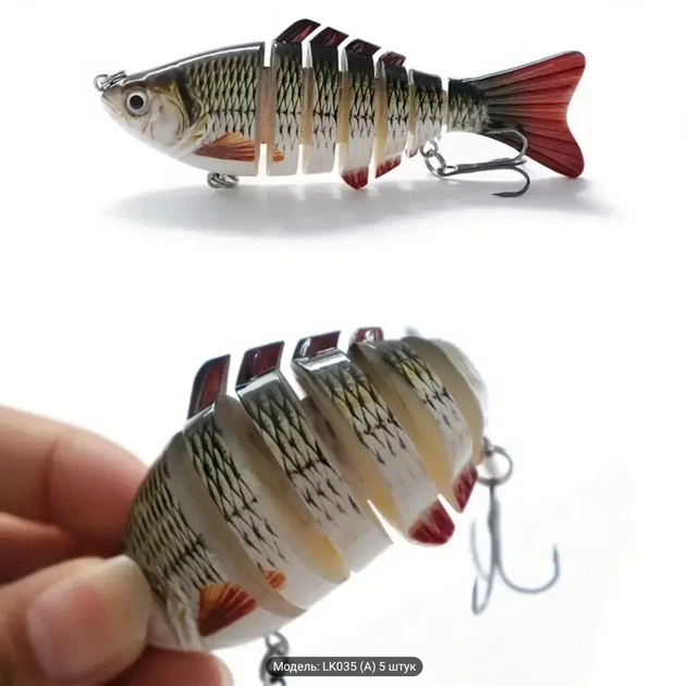 Набір воблерів ANFS Swimbait Karas складані шумові 7-секційні 10 см 15.7 г (5 шт. у пластиковому боксі) - Фото 9 Набір воблерів ANFS Swimbait Karas складані шумові 7-секційні 10 см 15.7 г (5 шт. у пластиковому боксі) - зображення 9